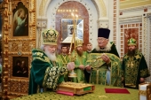 De sărbătoarea Intrării Domnului în Ierusalim Întâistătătorul Bisericii Ortodoxe Ruse a săvârșit Dumnezeiasca Liturghie în catedrala „Hristos Mântuitorul”