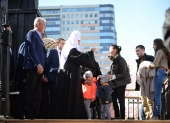 Святейший Патриарх Кирилл и мэр Москвы С.С. Собянин посетили фестиваль «Пасхальный дар» в столице