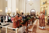 У Неділю 2-гу після Пасхи Святіший Патріарх Кирил звершив Літургію в Хрестовоздвиженському Єрусалимському ставропігійному монастирі
