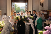 Slujirea Patriarhului în ajunul sărbătoririi Înălțării Domnului la biserica „Marea Înălțare” lângă Porțile Nikitskie, or. Moscova