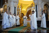 Slujirea Patriarhului de sărbătoarea Înălțării Domnului în catedrala „Hristos Mântuitorul”, or. Moscova