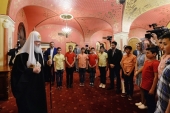 Святейший Патриарх Кирилл встретился с детьми погибших сирийских военных