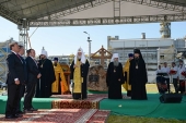 Întâistătătorul Bisericii Ortodoxe Ruse a săvârșit rânduiala punerii pietrii de temelie în fundamentul bisericii „Sfânta Ecaterina” pe teritoriul SA „Apatit” din Cerepovets