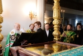 В день памяти преподобных Сергия и Германа Валаамских Святейший Патриарх Кирилл совершил Литургию в Валаамском монастыре