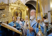 Напередодні свята Казанської ікони Божої Матері Святіший Патріарх Кирил відправив всеношну в Богоявленському кафедральному соборі м. Москви