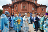 Slujirea Patriarhului la metocul din satul Markovo, regiunea Moscova, al Mănăstirii stavropighiale „Acoperământul Maicii Domnului”
