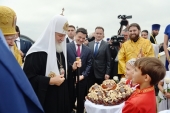 Святейший Патриарх Кирилл совершил Литургию в Преображенском соборе подмосковной Каширы