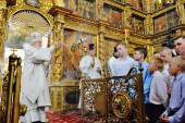 Vizita Patriarhului la Eparhia din Veliky Ustiug. Privegherea în catedrala „Sfântul și Dreptul Procopie de Ustiug” din Veliky Ustiug