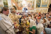 De sărbătoarea Schimbării la Față a Domnului Preafericitul mitropolit al Kievului și al întregii Ucraine Onufrii a condus slujba dumnezeiască în Lavra Pecerska din Kiev
