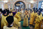Slujirea Patriarhului de ziua pomenirii Sfântului Ierarh Varlaam de Mahra la Mănăstirea stavropighială „Sfânta Treime” a Sfântului Ștefan de Mahra