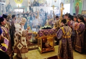 În ajunul sărbători Înălțării Crucii Domnului Sanctitatea Sa Patriarhul Chiril a săvârșit Utrenia în timpul privegherii în catedrala „Sfântul Ierarh Nicolae Făcătorul de minuni” din Eysk