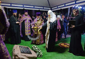 Святейший Патриарх Кирилл освятил закладной камень в основание храма равноапостольных Кирилла и Мефодия на территории Кубанского государственного университета