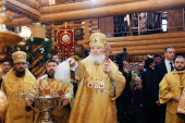 Slujirea Patriarhului în Duminica a 31-a după Cincizecime, a Sfinților Strămoși, la biserica „Toți Cuvioșii Părinți ai Peșterilor din Kiev” de la Starye Ceriomușki, or. Moscova