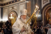 У Різдвяний святвечір Святіший Патріарх Кирил звершив Літургію в Храмі Христа Спасителя