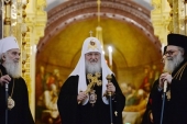 On 10th anniversary of enthronement of Patriarch Kirill, Liturgy was celebrated at Church of Christ the Saviour with participation of Primates and representatives of Local Churches