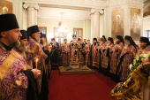 Slujirea Patriarhului în ajunul zilei de Sâmbătă a primei săptămâni din Postul Mare la Mănăstirea „Sfântul Daniel”, or. Moscova