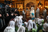 Slujirea Patriarhului de sărbătoarea Bunei Vestiri a Preasfintei Născătoare de Dumnezeu în catedrala „Buna Vestire” din Kremlin, or. Moscova