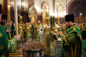 Slujirea Patriarhului în ajunul Duminicii Floriilor în catedrala „Hristos Mântuitorul”