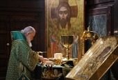 De sărbătoarea Intrării Domnului în Ierusalim Întâistătătorul Bisericii Ortodoxe Ruse a săvârșit Dumnezeiasca Liturghie în catedrala „Hristos Mântuitorul”