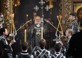 Slujirea Patriarhului în Marțea Mare la Mănăstirea „Sfântul Mitropolit Petru” din Vysokoe