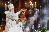 Slujirea Patriarhului de sărbătoarea Paștelor lui Hristos în catedrala „Hristos Mântuitorul” din Moscova