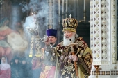 De ziua sărbătorii Luminatei Învieri a lui Hristos Sanctitatea Sa Patriarhul Chiril a săvârșit Marea Vecernie Pascală în catedrala „Hristos Mântuitorul”