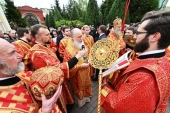 Cu prilejul anuversării a 20 de ani de la canonizarea Fericitei Matrona a Moscovei Sanctitatea Sa Patriarhul Chiril a săvârșit Dumnezeiasca Liturghie la Mănăstirea stavropighială „Acoperământul Maicii Domnului”