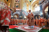 Slujirea Patriarhului de ziua pomenirii Sfinților întocmai cu Apostolii Metodie și Chiril în Catedrala „Hristos Mântuitorul”, or. Moscova