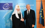 In Strasbourg His Holiness Patriarch Kirill meets with Mr. Thorbjørn Jagland, Secretary General of the Council of Europe