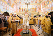Slujirea Patriarhului la biserica cu hramul „Icoana Maicii Domnului de Kazan” din localitatea Meșiorsky, or. Moscova