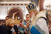 Напередодні свята Успіння Богородиці Святіший Патріарх Кирил звершив всеношну в Храмі Христа Спасителя