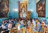 Slujirea Patriarhului la biserica „Sfântul Mare Mucenic Nichita” din Staraya Basmannaya Sloboda, or. Moscova. Hirotonia arhimandritului Porfirii (Șutov) în treapta de episcop de Odintsovo