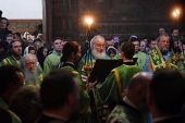 Sanctitatea Sa Patriarhul Chiril a săvârșit Vecernia Mică cu citirea Acatistului Sfântului Cuvios Serghie de Radonej în Lavra „Sfânta Treime” a Cuviosului Serghie