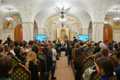 Встреча Святейшего Патриарха Кирилла с молодыми реставраторами и волонтерами, восстанавливающими храмы