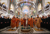 Патріарше служіння в день пам'яті священномученика Іларіона, архієпископа Верейського, в Стрітенському монастирі