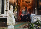 De sărbătoarea Nașterii Domnului Sanctitatea Sa Patriarhul Chiril a săvîrșit Dumnezeiasca Liturghie în Catedrala „Hristos Mîntuitorul”, or. Moscova