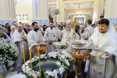 De sărbătoarea Botezului Domnului șeful Districtului mitropolitan din Kazahstan a săvîrșit Dumnezeiasca Liturghie în Catedrala episcopală „Înălțarea Domnului” din Almatî