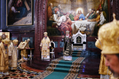 Slujba dumnezeiască praznicală în Catedrala „Hristos Mîntuitorul” cu prilejul celei de-a unsprezecea aniversări a întronării Sanctității Sale Patriarhul Chiril