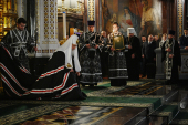 Vecernia cu rînduiala iertării în Catedrala „Hristos Mîntuitorul” din Moscova