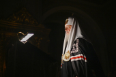 Slujirea Patriarhului în Marțea primei săptămîni din Postul Mare. Pavecernița cu citirea Canonului cel Mare al Cuviosului Andrei Criteanul în Catedrala episcopală „Arătarea Domnului” din Moscova