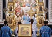 În ajunul sărbătorii Bunei Vestiri a Preasfintei Născătoare de Dumnezeu Sanctitatea Sa Patriarhul Chiril a săvîrșit privegherea în Catedrala „Hristos Mîntuitorul”