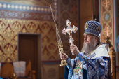 В праздник Благовещения митрополит Астанайский Александр совершил Литургию в Иверско-Серафимовском монастыре Алма-Аты