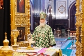 De sărbătorea Intrării Domnului în Ierusalim Întîistătătorul Bisericii Ortodoxe Ruse a săvîrșit Dumnezieasca Liturghie în Catedrala „Hristos Mîntuitorul”