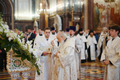 Slujirea Patriarhului în ajunul sărbătorii Schimbării la Față a Domnului în Catedrala „Hristos Mântuitorul”