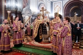 În ajunul sărbătorii Înălțării Crucii Domnului Sanctitatea Sa Patriarhul Chiril a săvârșit privegherea în Catedrala „Hristos Mântuitorul”