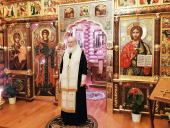 Slujirea Patriarhului în ajunul zilei de pomenire a Sfântului Apostol Andrei cel Întâi Chemat la schitul „Sfântul Alexandru Nevski”