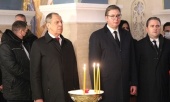 Ministrul afacerilor externe al Rusiei a luat parte la ceremonia cu prilejul finisării decorării mozaicului bisericii „Sfântul Sava” din Belgrad