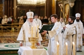 În ajunul praznicului Botezului Domnului Sanctitatea Sa Patriarhul Chiril a săvârșit Dumnezeiasca Liturghie în Catedrala „Hristos Mântuitorul” din Moscova