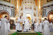Slujirea Patriarhului în ajunul praznicului Botezului Domnului în Catedrala „Hristos Mântuitorul” din Moscova