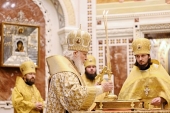 În Duminica lăsatului sec de brânză Întâistătătorul Bisericii Ortodoxe Ruse a săvârșit Dumnezeiasca Liturghie în Catedrala „Hristos Mântuitorul”